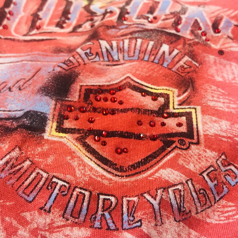 Harley Davidson Limited Edition Long Sleeve Lace Trim Graphic Top - Picture 8 of 15